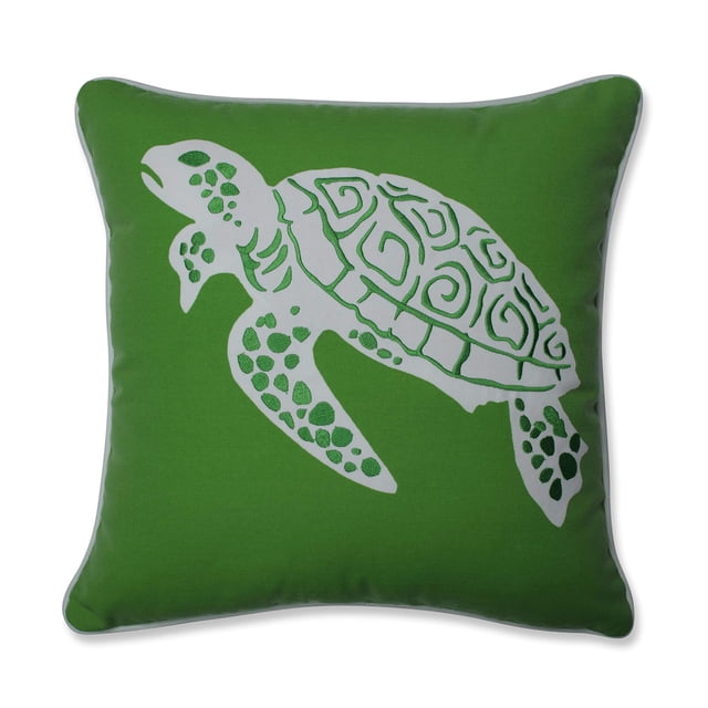 Pillow Perfect Almohada Thomas Turtle para exteriores/interiores, 16.5 x 16.5 pulgadas, color verde