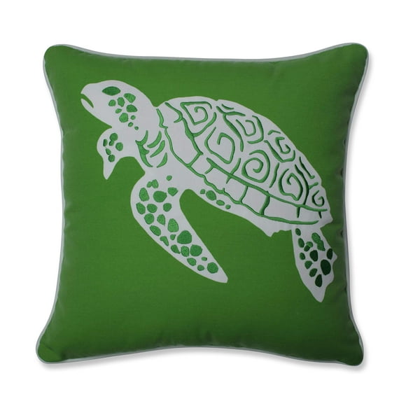 Pillow Perfect Almohada Thomas Turtle para exteriores/interiores, 16.5 x 16.5 pulgadas, color verde