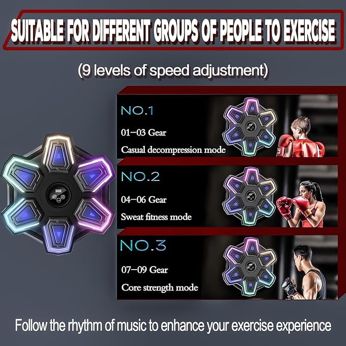 RKXQT Music Boxing Machine for Adults Kids, Smart Boxing Music Workout Machine with Boxing Gloves, Wall Mount Boxing Punching Pad,Boxing Training Equipment for Home & Gym Workouts (Blue One Size)
