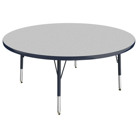 48in Round Everyday T-Mold Adjustable Activity Table Grey/Navy - Toddler Swivel with Eight 10in Stack Chairs Navy - Swivel Glide
