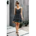 thumbnail image 3 of Women’s Floral V Neck Spaghetti Strap Button Down Sundress Swing Ruffle Summer Mini Short Dress, 3 of 5