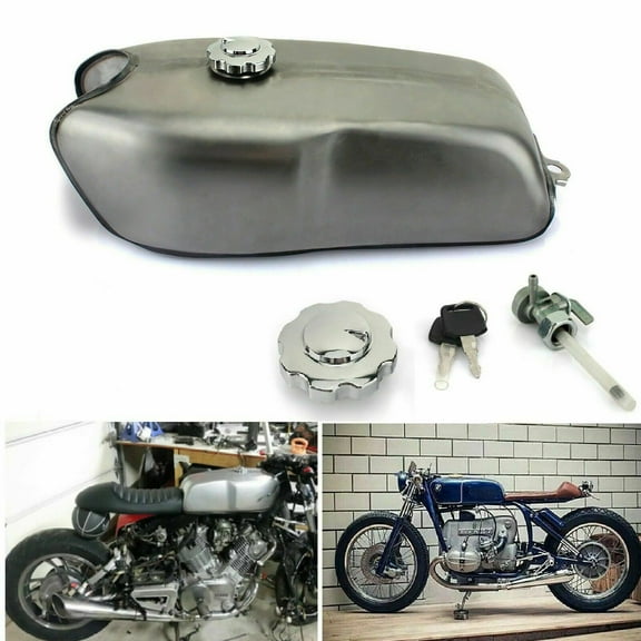 2.4 Gallon 9L Universal Cafe Racer Gas Fuel Tank Custom Tank for Honda/for Yamaha/for Suzuki/for Kawasaki Vintage Tank