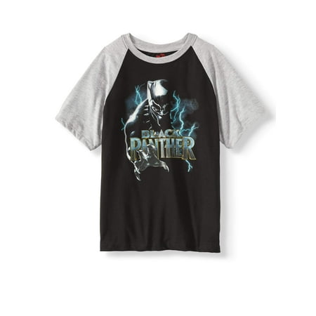 - Short Sleeve Black Panther Raglan Tee Shirt (Big Boys)