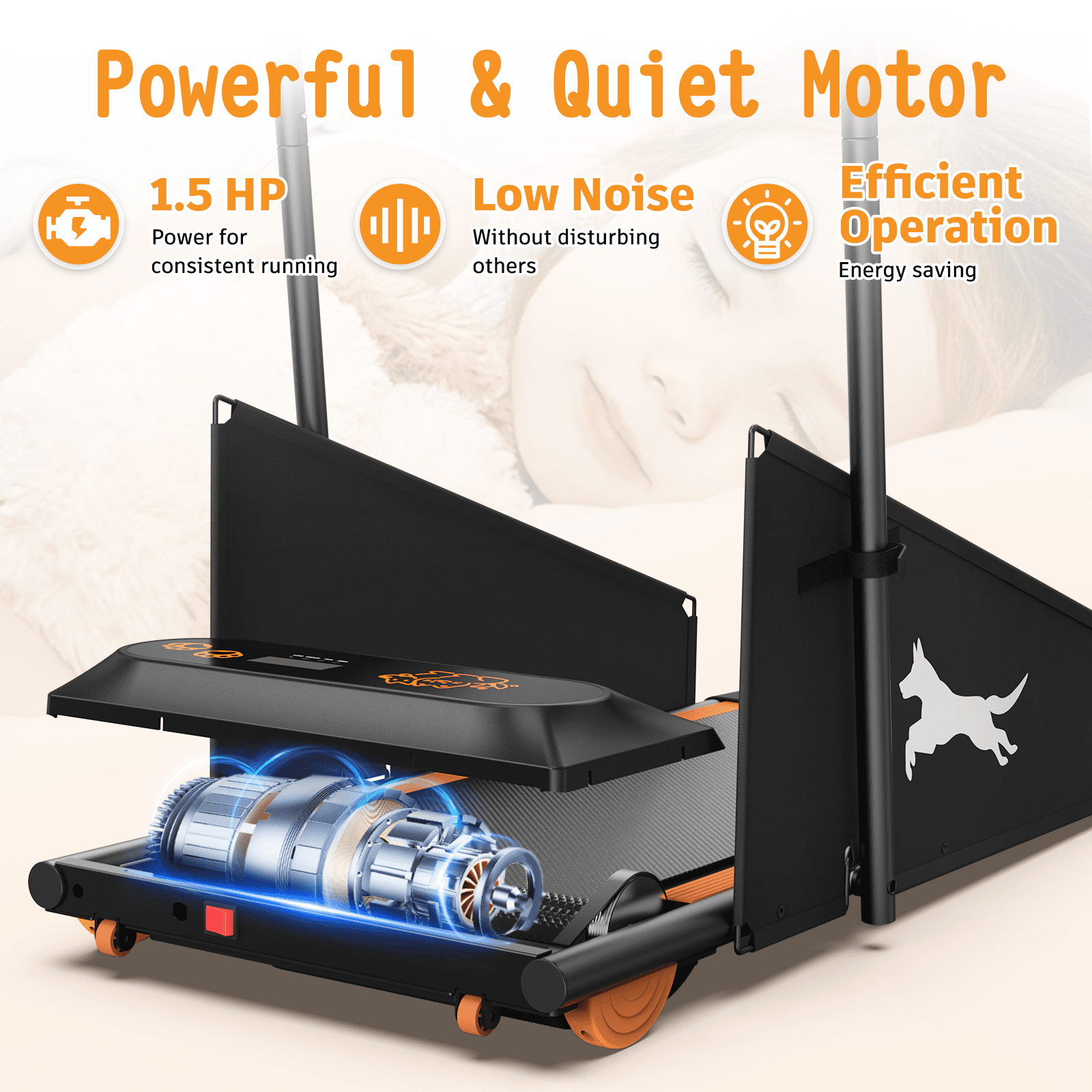 Dog Treadmill Small Dogs- Dog Treadmill for Medium Dogs- Dog Pacer Treadmill for Healthy & Fit Pets- Dog Treadmill Run Walk,Black+Orange Steel Pet Supplies Pet Beds Furniture