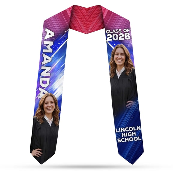Custom Graduation Stole with Photo, Name & Year, Personalized Graduation Sash Class of 2026, Custom School Graduation Gift