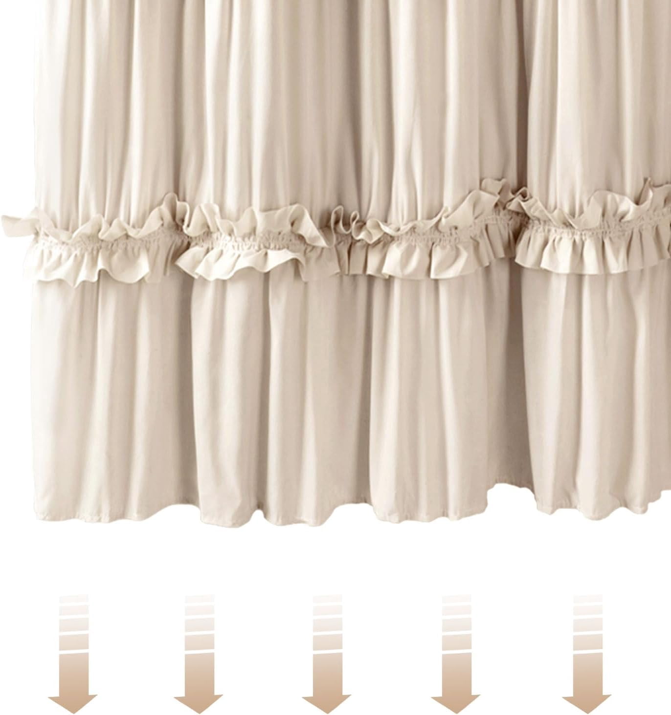 Psoiuetr Ruffle Vintage Shower Curtain Boho Farmhouse Shower Curtain for Bathroom Beige 72" L x 72" W