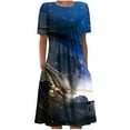 thumbnail image 2 of Robes Maxi pour Femmes 2023 Décontractées Robe d'Été Bohème à Imprimé à Manches Courtes Robe de Plage Longueur Genou Robe à Manches Courtes en Liquidation, 2 of 5