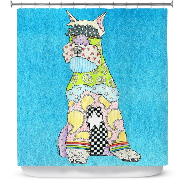 Shower Curtains 70" x 73" from DiaNoche Designs by Marley Ungaro - Schnauzer Dog Aqua