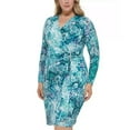 thumbnail image 2 of Calvin Klein Women's Plus Wrap Front Printed Sheath Mini Dress (Green, 16W), 2 of 5