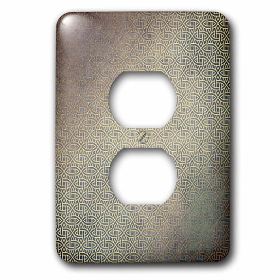 3dRose, Fancy Faux Gold and Blue Celtic Circle Diamond Pattern, 2 plug outlet cover