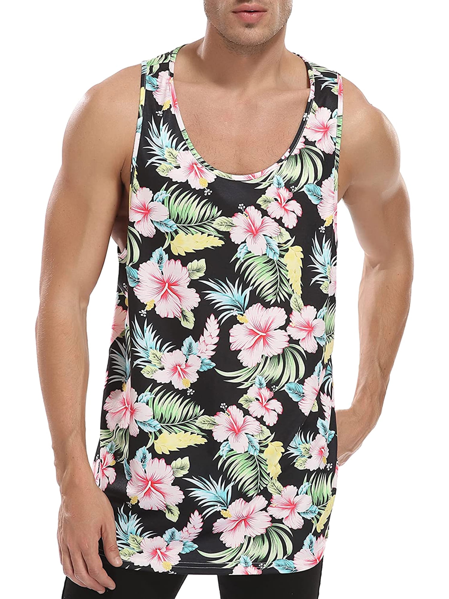 Mens Tank Top Hipster Printed Sleeveless Tank Tops Summer Beach Mens Shirts Gym Muscle T-shirts Sports Tank Top 