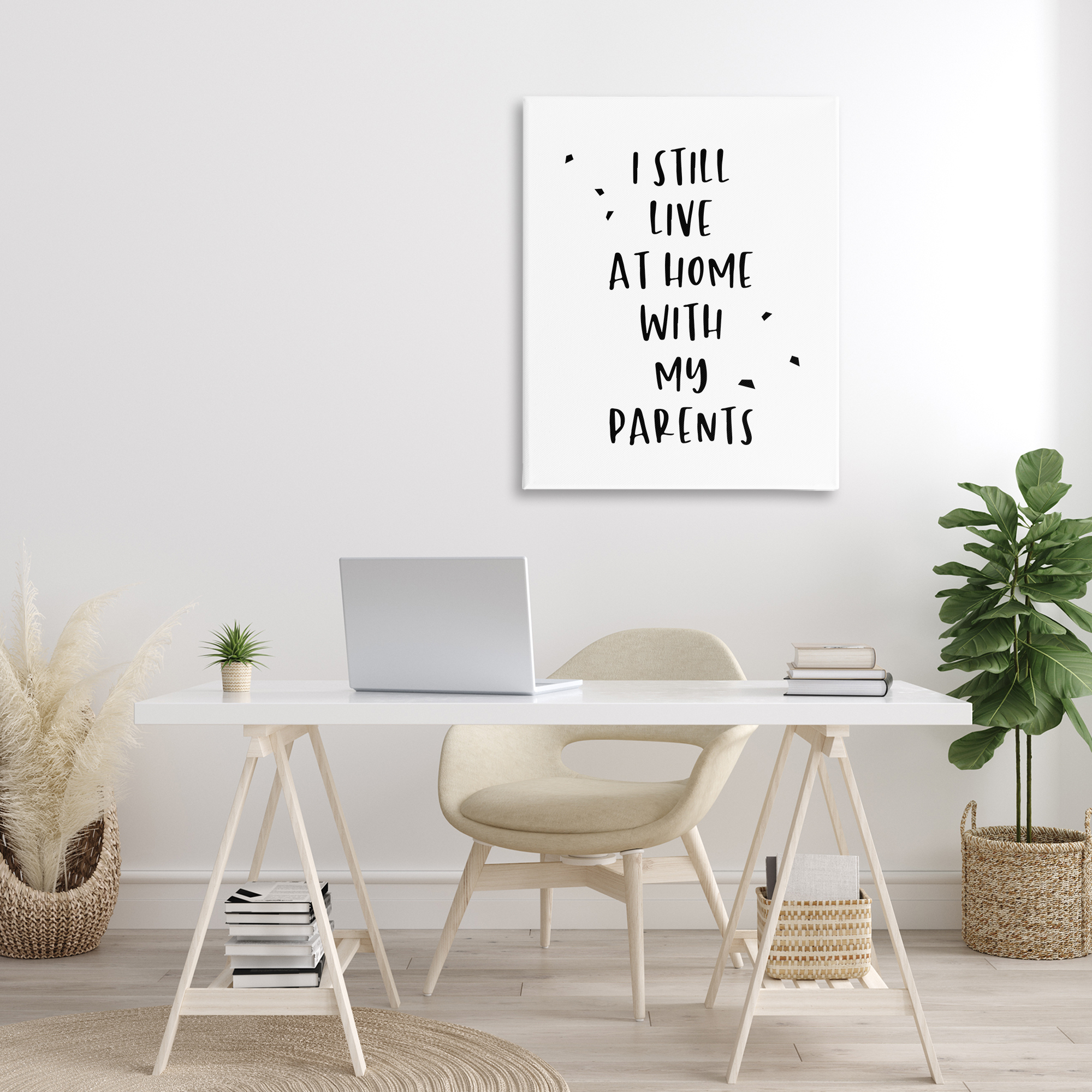 Stupell Industries Live with Parents Phrase Typography Painting Gallery Wrapped Canvas Art Print Wall Art, 30 x 40