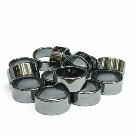 HOOUN 20pcs 10mm Natural Black Hematite Ring - Anxiety Balance Circulation