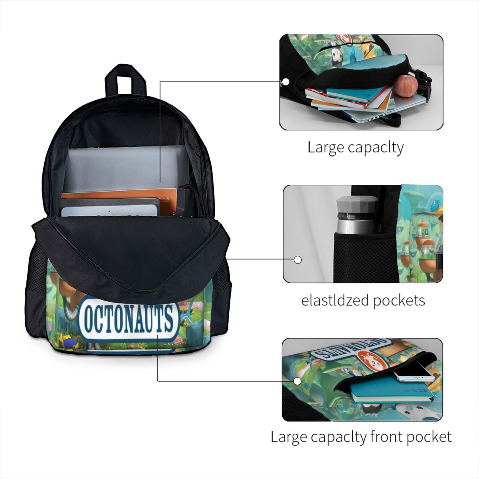 Octonau-t Backpack HD Printed Book Bag Cartoon Perfect Book