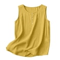 thumbnail image 2 of Lumtrix Cotton Linen Tank Tops For Women Casual Cute Gauze Button Down Crewneck Sleeveless Summer Shirts Loose Lightweight Vests 2026 Yellow 2XL, 2 of 6