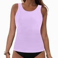 thumbnail image 3 of HCNTES Womens Tankini Top Only Slimming Swim Top Modest Tankini Loose Fit Swimsuit Flowy Swimwear No Bottom (Y508-Light Purple,L), 3 of 9