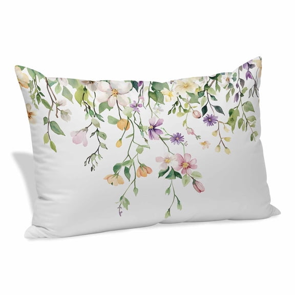 Spring Flower Pillow Covers 20x30 Inch, Watercolor Pink Purple White Floral Soft Brushed Throw Pillow Covers with Hidden Zipper Decorative Pillowcase for Bedroom Sofa Couch