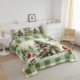 thumbnail image 3 of Christmas Holiday Comforter Set King,Xmas Tree Bedding Comforter Sets Winter Christmas Red Cardinal Bedding Set Adults,Green Checkered Grids Quilt Duvet Christmas Home Decor, 3 of 6