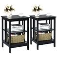 thumbnail image 1 of Patiojoy 2 Pcs Table d'Appoint à 3 Niveaux Table de Chevet Bout de Canapé Étagère de Rangement et d'Exposition Noir, 1 of 10