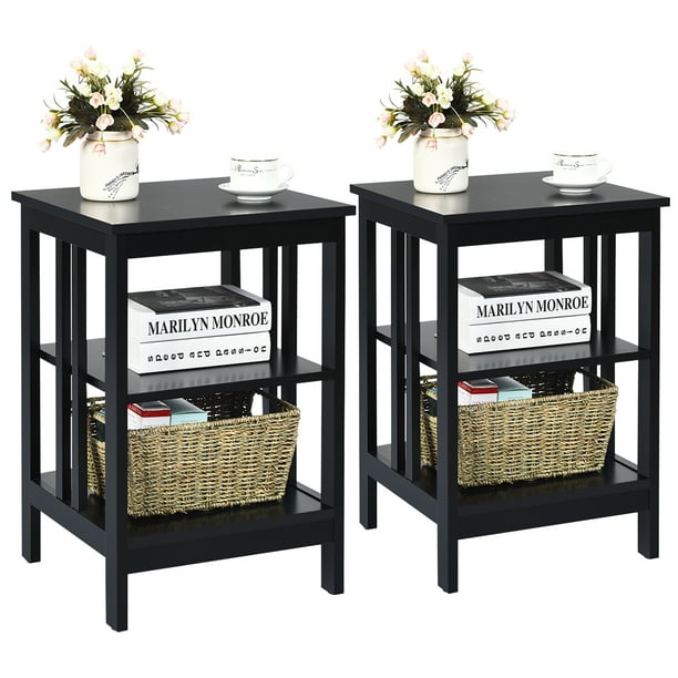Giantex 2PCS 3tier Side Table Nightstand Sofa End Table Storage