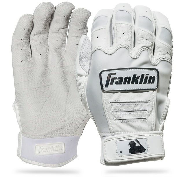 Franklin Sports CFX Pro Series Batting Gloves, Chrome White, Adult Medium