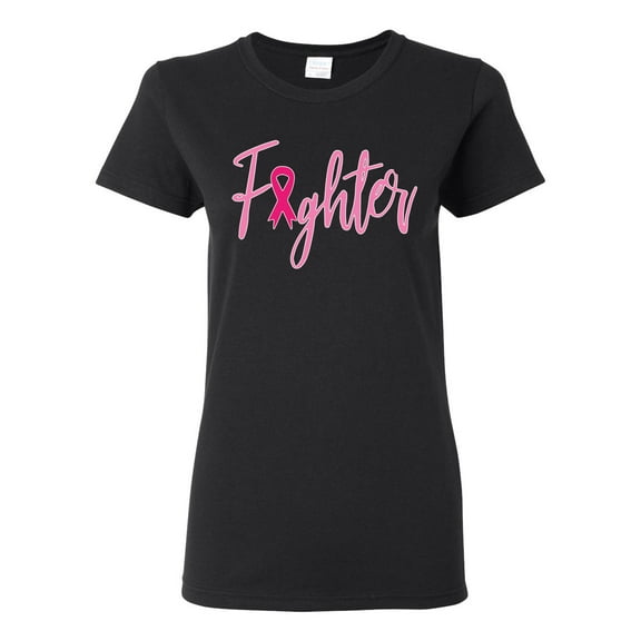 Wild Bobby, Fighter Breast Cancer Survivor, Breast Cancer Awareness, Women Graphic Tee, Black, Small