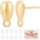 thumbnail image 1 of 100 piezas/caja de accesorios para aretes chapados en oro de 18 quilates, con forma de lágrima, con bucle y 100 cierres de plástico., 1 of 7