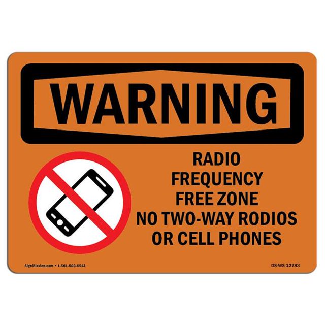 SignMission OS-WS-A-1824-L-12783 18 x 24 in. OSHA Warning Sign - Radio Frequency Free Zone with Symbol