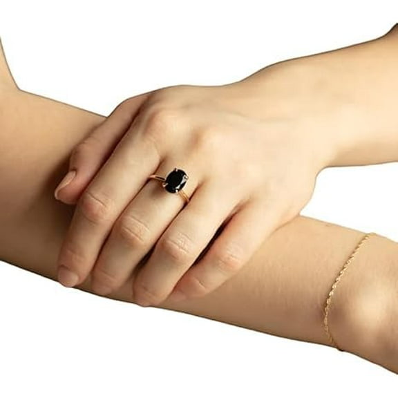 Black Onyx Gemstone Ring, Natural Black Onyx Tiny Ring, December Birthstone, Womens Ring, Gold Micron Ring, 925 Sterling Silver, Dainty Ring, Minimal Stackable Ring, Gift For Her, Christmas Gift