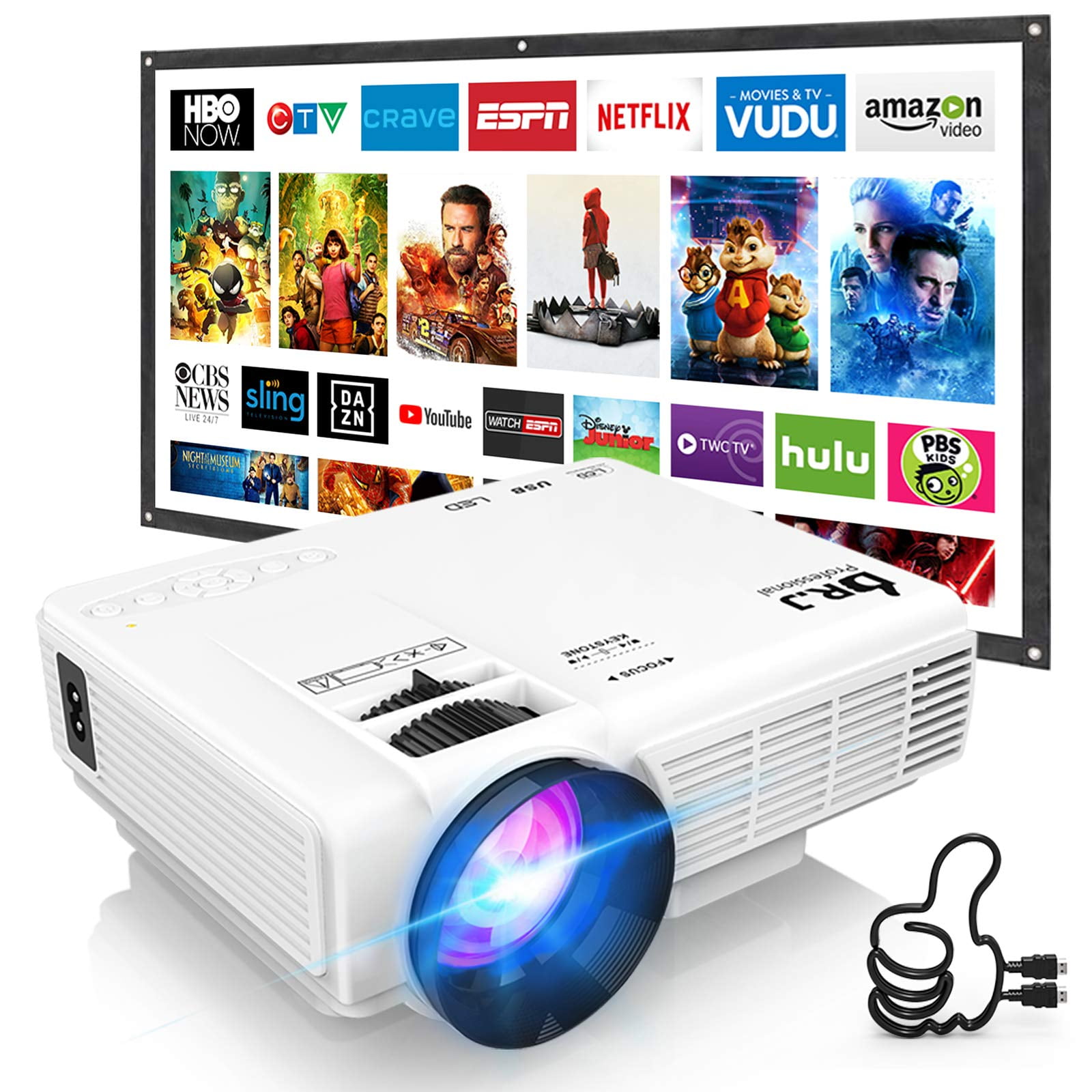 pindas moord over Mini Movie Projector 4500 Lumens, 170'' Display 1080P Supported, Compatible  with TV Stick, PS4, HDMI, VGA, TF, AV and USB - Walmart.com