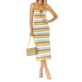 thumbnail image 3 of Franhais Women's Spaghetti Strap Dress,  Multi-Color Stripes Tie-Up Backless Low-Cut Bodycon Dress, 3 of 9