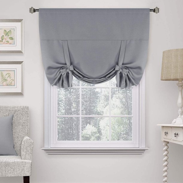 Pure Curtain Thermal Insulated Tie Up Window Shade Light Blocking