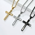 thumbnail image 2 of Cross Necklace for Men, Silver/Gold/Black Cross Pendant with 24" Chain, Religious Gifts for Men Women Christians, 2 of 4