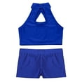 thumbnail image 4 of Alvivi Kids Girls Sparkle Dance Performance Outfits Sleeveless Sports Crop Top with Booty Shorts Royal Blue 10, 4 of 5