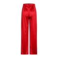thumbnail image 4 of REALiKUN Women High Waisted Satin Cargo Pants Wide Leg Casual Pants Multi Pockets Straight Trousers, 4 of 5