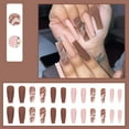 thumbnail image 2 of Uñas postizas francesas largas de ataúd, uñas acrílicas negras a presión, puntas de uñas postizas degradadas de cubierta completa para mujeres y niñas, 24 Uds., 2 of 5