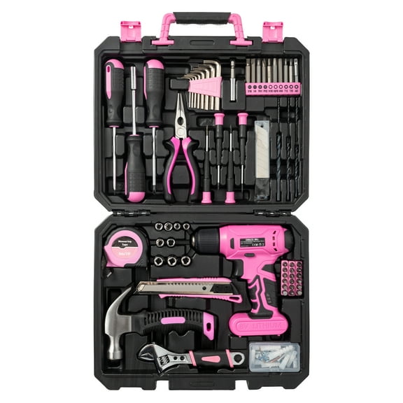 UBesGoo 146pcs Power Tool Combo Kits with 8V Cordless Drill, 10MM 3/8'' Keyless Chuck, Professional Home Household Kit DIY Hand Tool Set