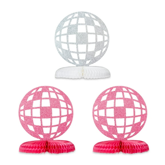 Pink/Silver Disco Ball Paper Honeycomb Center Table Decoration, 3 Count, by Way To Celebrate