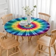 thumbnail image 3 of Colorful Tie Dye Mandala Pattern Round Fitted Tablecloth with Elastic Edge,Dining Table Cover Waterproof,Outdoor Round Tablecloth for Camping,Dining,Indoor and Outdoor, 3 of 7