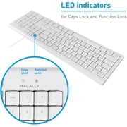 Macally White 104 Key Full Size USB Keyboard with Number Pad and Shortcut Keys for Mac