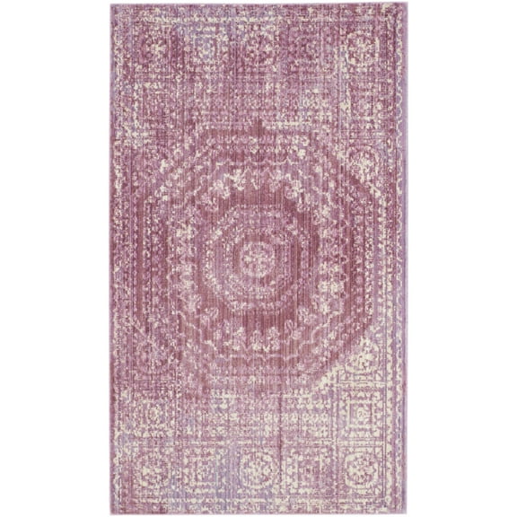 SAFAVIEH Valencia Fergal Transitional Polyester Area Rug, Fuchsia/Multi, 3' x 5'