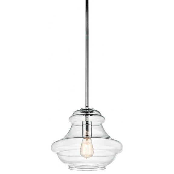 42044CH Kichler Lighting Everly - 1 light Pendant - with Transitional inspirations - 10.25 inches tall by 12 inches wide-Chrome Finish-Clear Glass