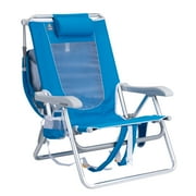 GCI Outdoor SunShade Backpack Beach Chair Reclining Low Profile Seat with Canopy, Saybrook Blue