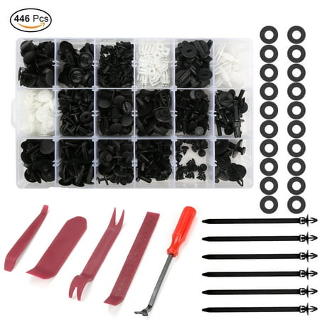 Bar Trim (Aiskki 446 Pcs Car Retainer Clips Auto Plastic Clips & Fasteners Kit with Fastener Removal Tool for Bumper Bar, Trim Panel and Dashboard Replacement, for BMW Benz Mazda GM Ford)
