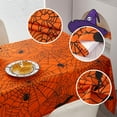 thumbnail image 4 of Spider Web Halloween Tablecloth - Fabric Holiday Rectangle Table Cloth, Waterproof and Washable Table Cover for Halloween Party Dining Room, 60 x 102 Inch Orange, 4 of 6