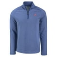 thumbnail image 2 of Men's Cutter & Buck Heather Blue Atlanta Braves Peshastin Eco Fleece Recycled Raglan Quarter-Zip Top, 2 of 3