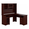 thumbnail image 1 of Bowery Hill Transitional Engineered Wood L-Computer Desk with Hutch in Cherry, 1 of 7