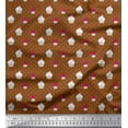 thumbnail image 1 of Soimoi Brown Rayon Fabric Dot & Cupcake Food Print Fabric by the Yard 42 Inch Wide, 1 of 3