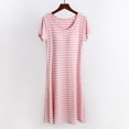 thumbnail image 2 of Robe de Pyjama d'Été à Rayures pour Femmes, Couleurs, Robe de Nuit à Manches Courtes avec Coussinet de Poitrine, Robes de Nuit pour Femmes, Xxxxxl, 2 of 7
