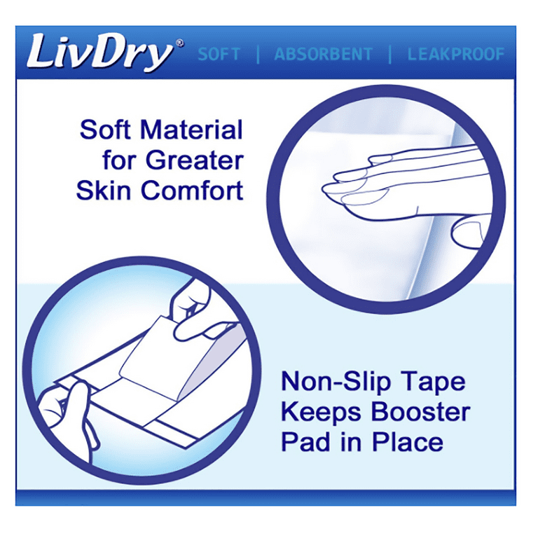 LivDry Unisex Incontinence Booster Pads, Extra Absorbent Passthrough Pad